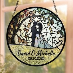 Couple Wedding Anniversary Gift - Personalized Window Hanging Suncatcher - Photo 4