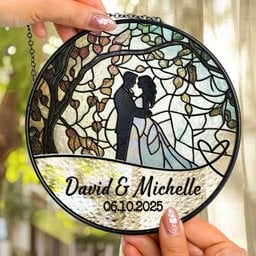 Couple Wedding Anniversary Gift - Personalized Window Hanging Suncatcher - Photo 2