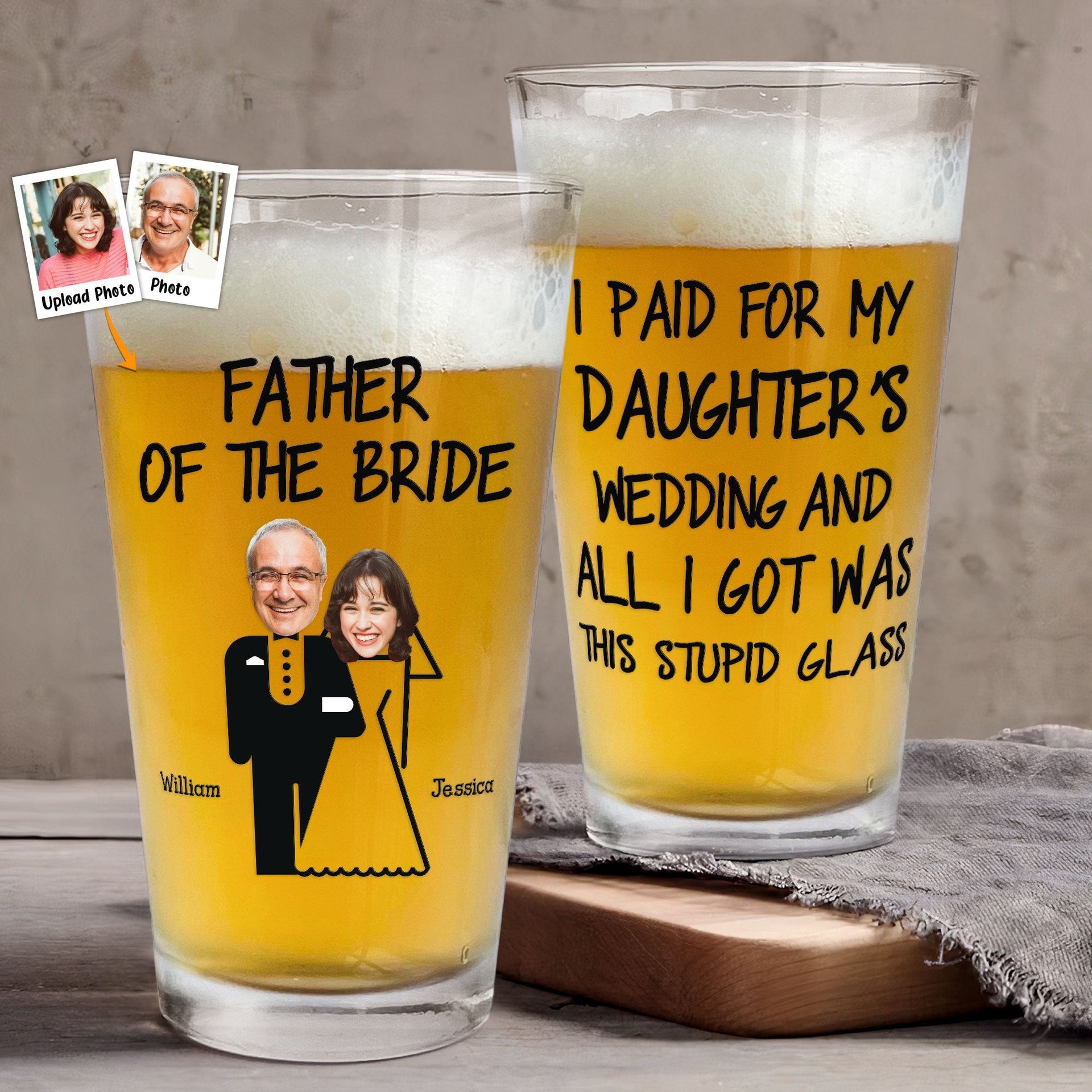 Wedding Gift For Dad I Paid For My Daughter's Wedding - Personalized Photo Beer Glass - Photo 1