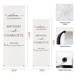 Minimalist Wedding Sign Linen Material Wedding Decorations & Favors - Personalized Welcome Sign - Photo 6