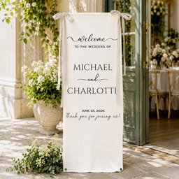 Minimalist Wedding Sign Linen Material Wedding Decorations & Favors - Personalized Welcome Sign - Photo 4