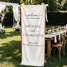 Minimalist Wedding Sign Linen Material Wedding Decorations & Favors - Personalized Welcome Sign - Photo 2