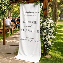 Minimalist Wedding Sign Linen Material Wedding Decorations & Favors - Personalized Welcome Sign - Photo 3