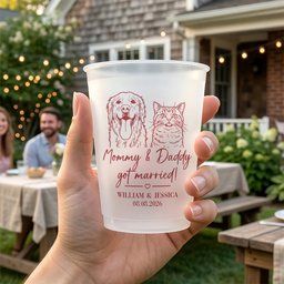 Mommy & Daddy Got Married Wedding Favors Sketch Line Art Photo - Personalized Cups - Photo 4