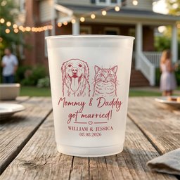 Mommy & Daddy Got Married Wedding Favors Sketch Line Art Photo - Personalized Cups - Photo 6