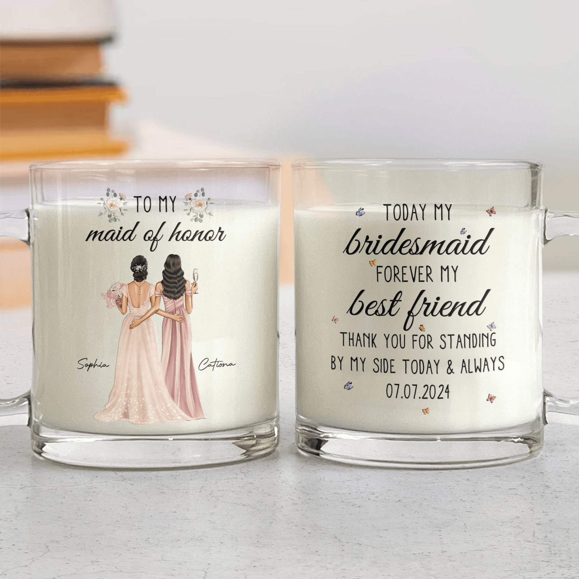 Wedding Gift For Bridesmaid Today Bridesmaid Forever Friend - Personalized Glass Mug - Photo 1