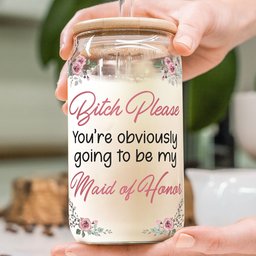 You're Obviously Going To Be My Maid Of Honor - Personalized Clear Glass Cup - Photo 2