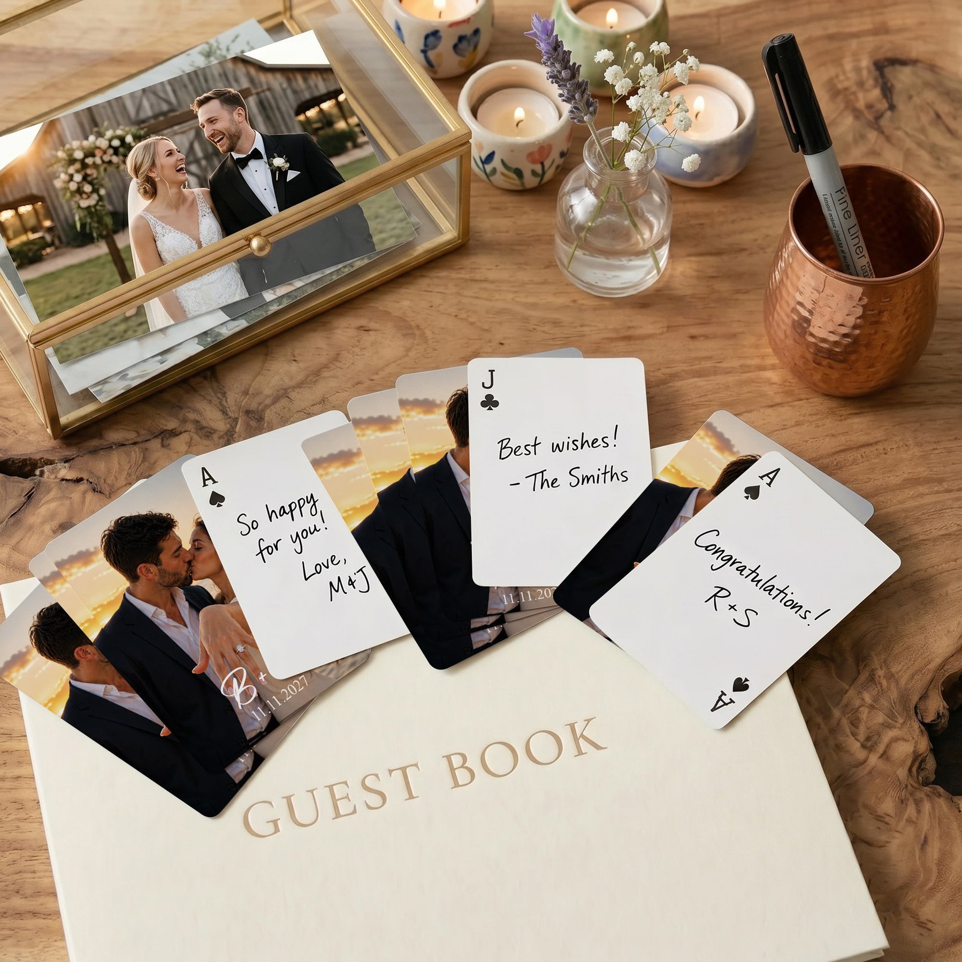 Personalized Wedding Guest Book Alternative - Custom Playing Cards Deck - Personalized Playing Cards - Photo 1