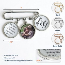 Custom Photo Gift For Bride Groom Wedding Day - Personalized Lapel Pin With Charms - Photo 7