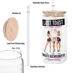 Bachelorette Gift Last Toast On The Coast - Personalized Clear Glass Cup - Photo 7