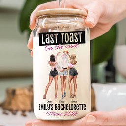 Bachelorette Gift Last Toast On The Coast - Personalized Clear Glass Cup - Photo 2