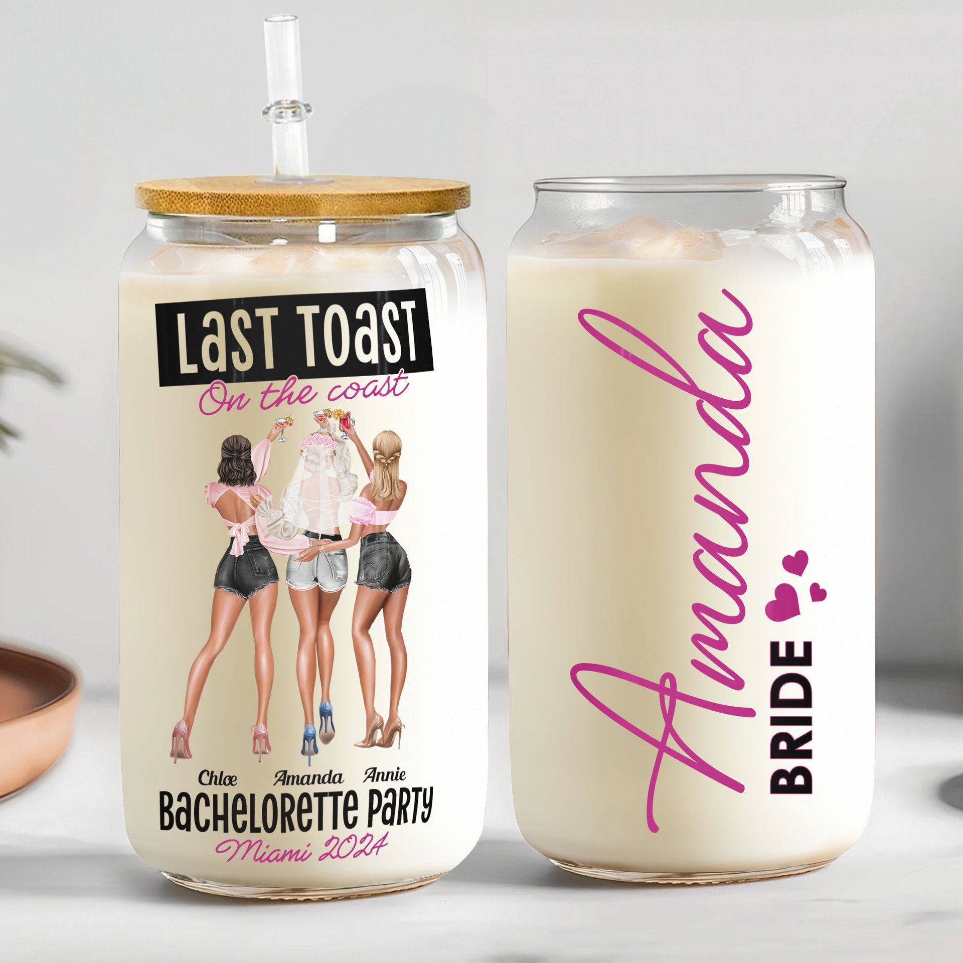 Bachelorette Party Gift Last Toast On The Coast - Personalized Clear Glass Cup - Photo 1