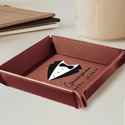 Groom And Groomsmen Wedding Gift - Personalized Leather Valet Tray - Photo 3