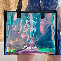 Wedding Gifts For Bridesmaid Custom Birth Month Flowers - Personalized Holographic Tote - Photo 3