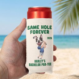 Same Hole Forever Golf Bachelor Party Favors - Custom His Funny Face - Personalized Can Cooler - Photo 8