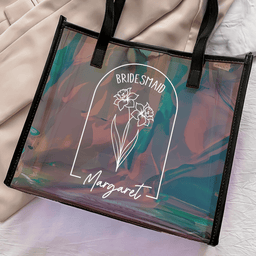 Wedding Gifts For Bridesmaid Custom Birth Month Flowers - Personalized Holographic Tote - Photo 2
