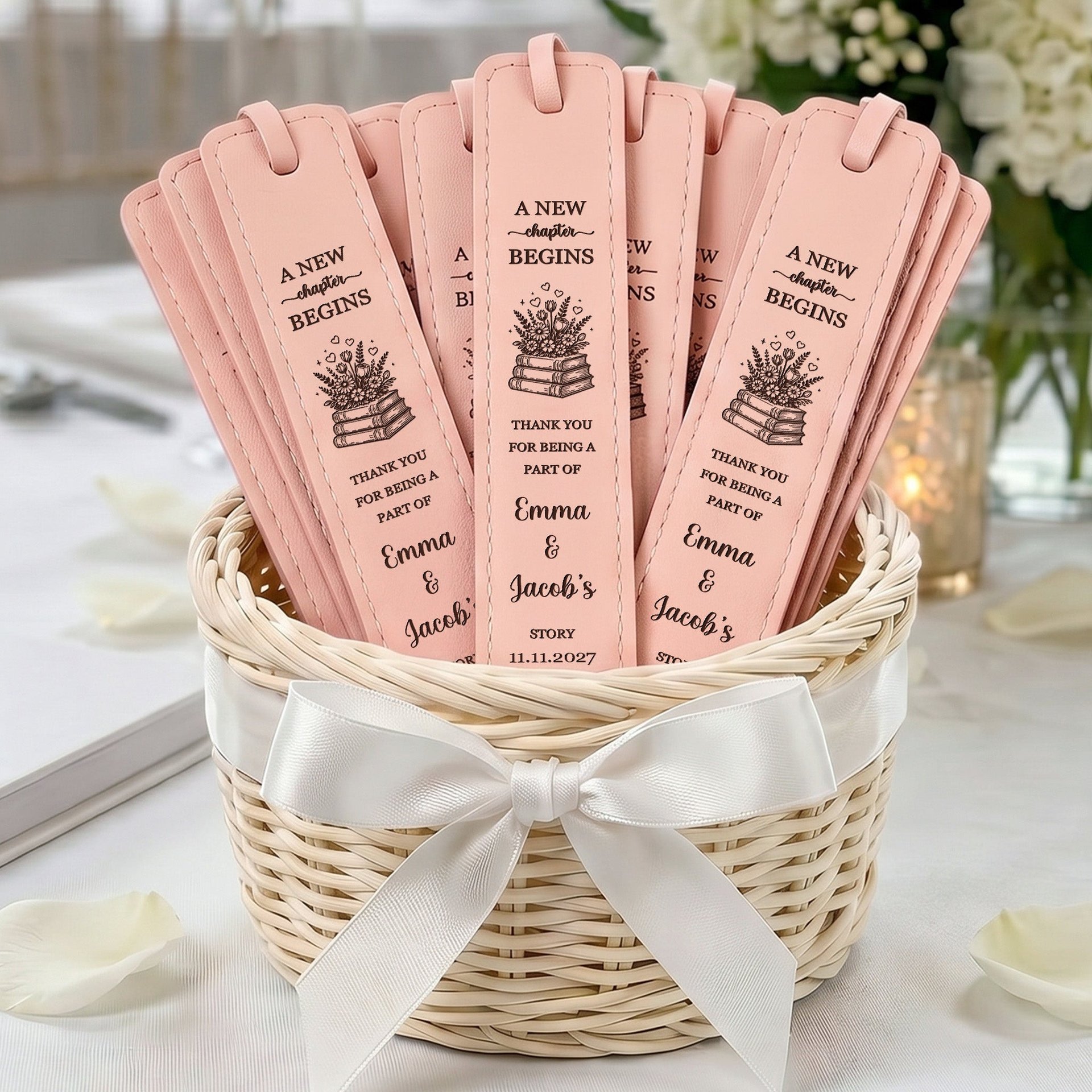 Bookmark Wedding Favor Guest Gift A New Chapter Begins - Personalized Bookmark - Photo 1