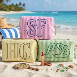 Custom Beach Bag Striped Reusable For Bridesmaid, Besties Summer Travel Trip Personalized Makeup Bag - Photo 2