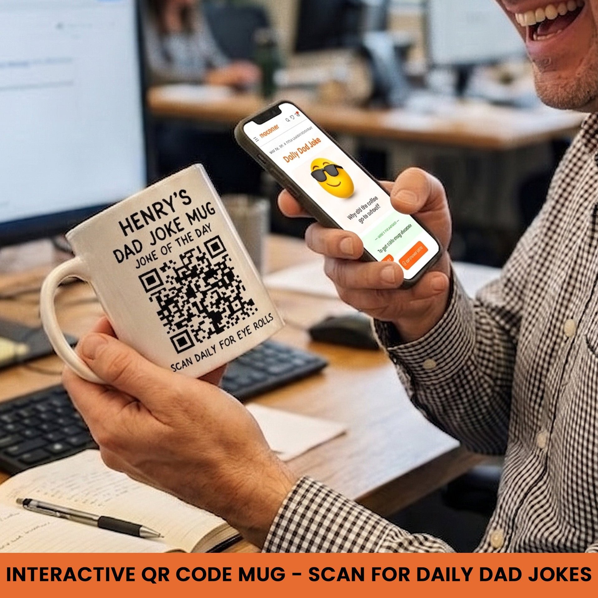 Dad Joke Every Day Interactive QR Funny Mug - Gifts For Dad, Coworkers, Friends Who Love Dad Jokes - Personalized Mug - Photo 1