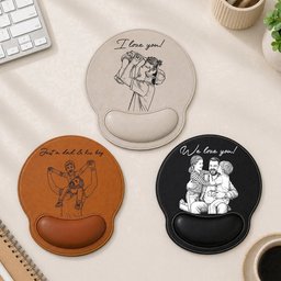 Custom Photo Sketch Line Art Father's Day Gift For Dad, Husband - Personalized Mouse Pad - Photo 2