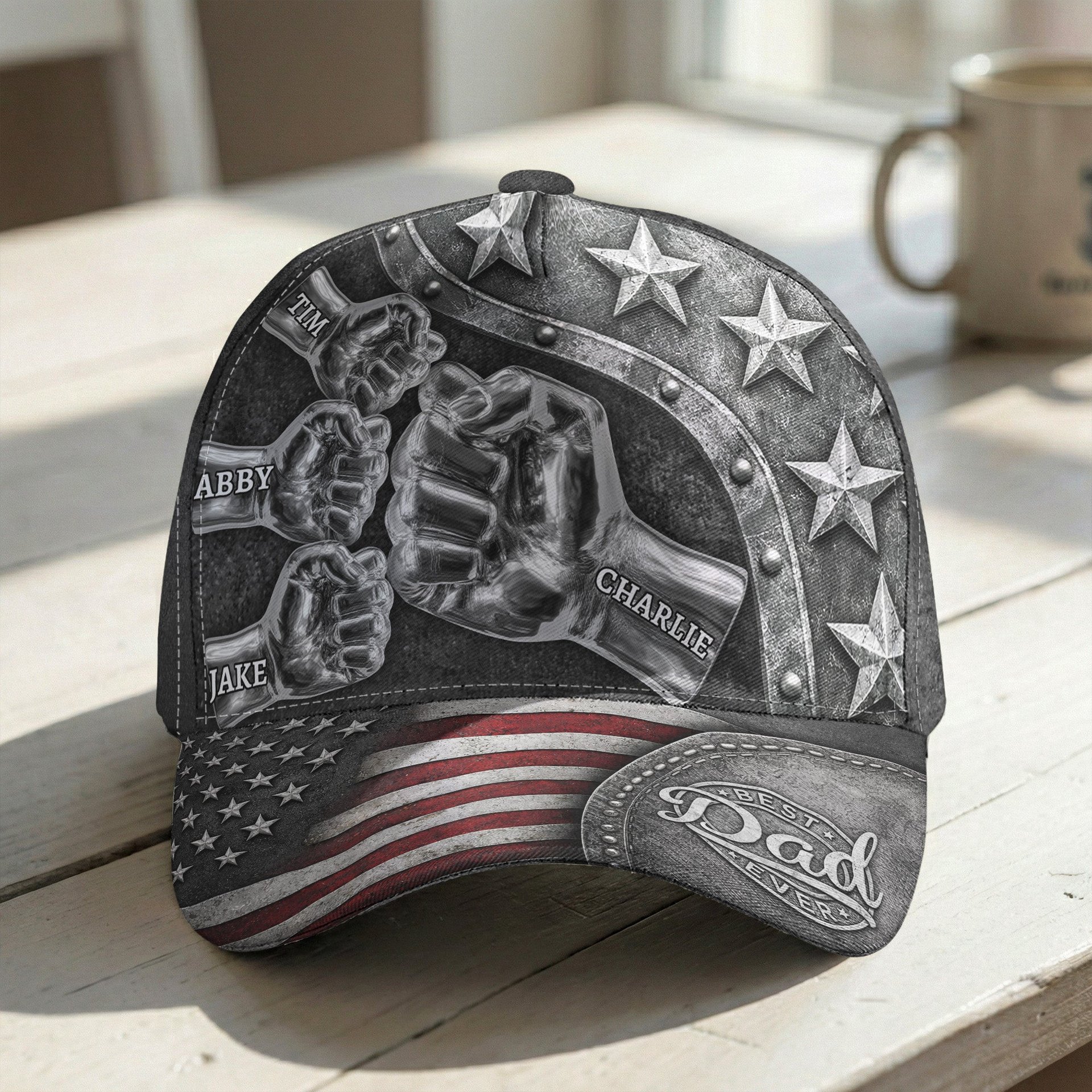 Best Dad Ever - Metal Style Print - Personalized Cap - Photo 1