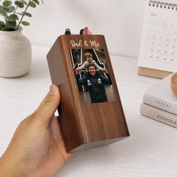 Father's Day Gifts, Dad & Me - Personalized Pen Holder With Clock - Photo 5