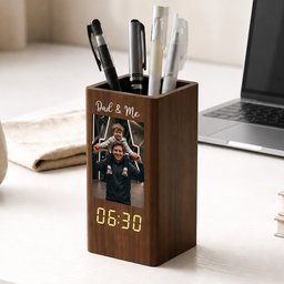 Father's Day Gifts, Dad & Me - Personalized Pen Holder With Clock - Photo 2