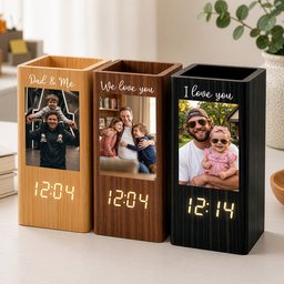 Father's Day Gifts, Dad & Me - Personalized Pen Holder With Clock - Photo 1
