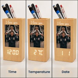 Father's Day Gifts, Dad & Me - Personalized Pen Holder With Clock - Photo 6