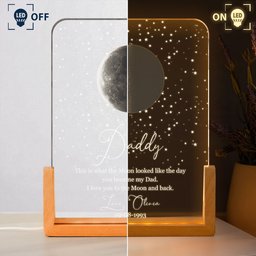 Custom Moon Phase By Date Gift For Dad Father's Day Keepsake - Personalized Night Light - Photo 3