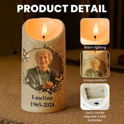 In Loving Memory Of A Life So Beautifully Lived - Personalized Photo LED Candle - Photo 5