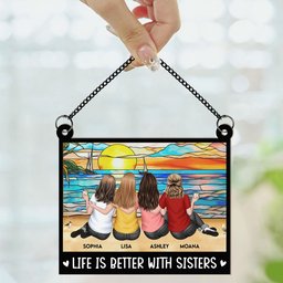 Besties Forever - Personalized Window Hanging Suncatcher Ornament - Photo 2