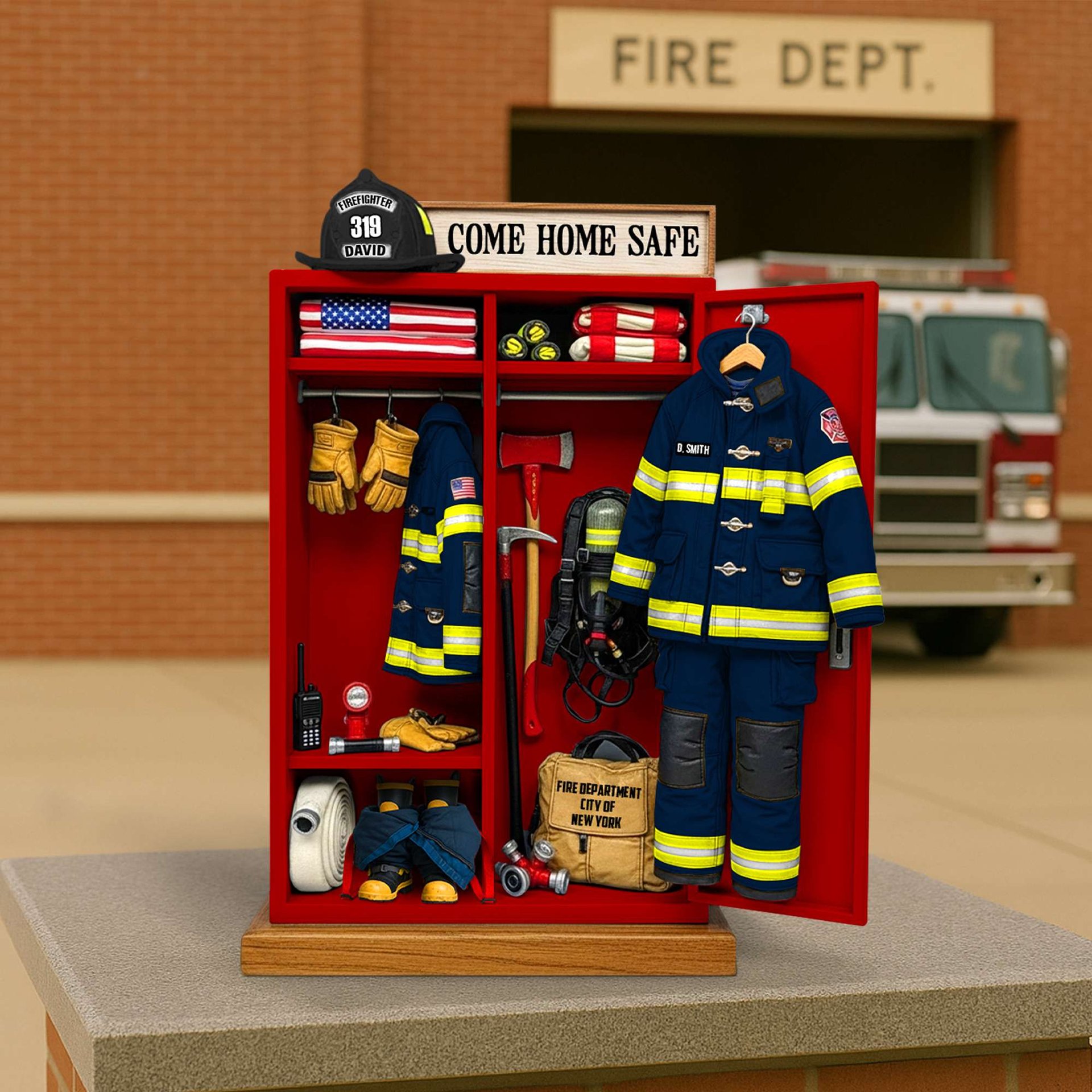 Firefighter’s Gear Locker Acrylic Plaque - Personalized Christmas Gifts For Firefighter - Photo 1