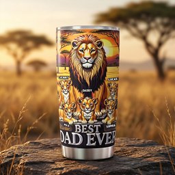 Lion Dad And Kid 20oz Tumbler - Personalized Gifts For Father's Day Tumbler - Photo 3
