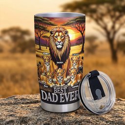Lion Dad And Kid 20oz Tumbler - Personalized Gifts For Father's Day Tumbler - Photo 1