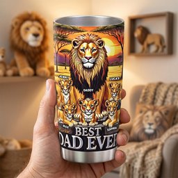 Lion Dad And Kid 20oz Tumbler - Personalized Gifts For Father's Day Tumbler - Photo 4