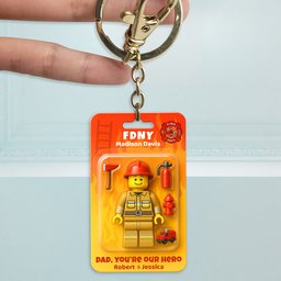 Firefighter Dad Keychain Personalized Gifts For Dad - Photo 2