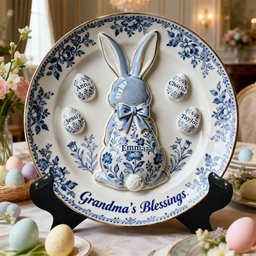 Grandma's Blessing Round Plate - Personalized Easter's Day Gift For Grandma - Photo 1