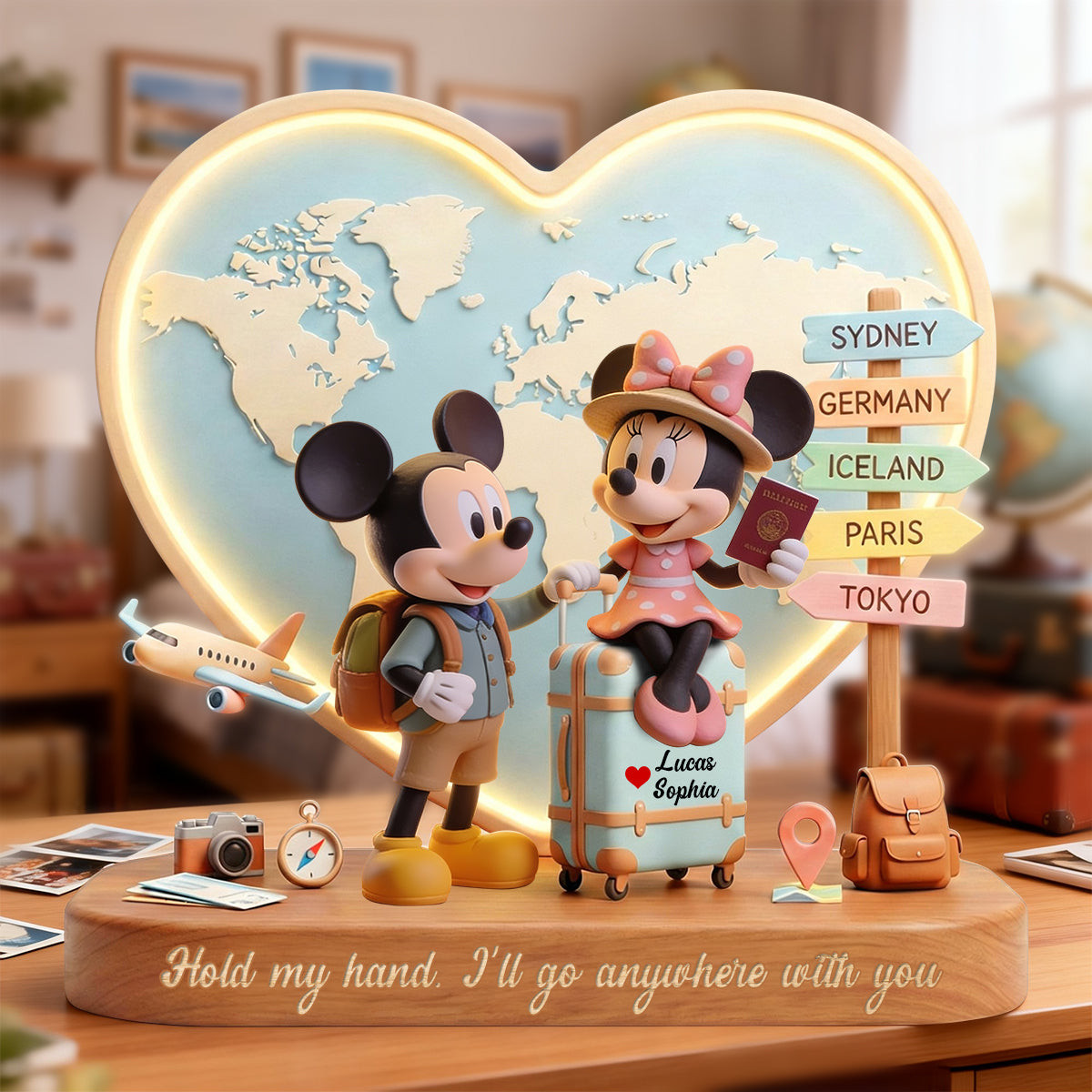 Wherever With You Acrylic Plaque - Personalized Gifts For Travel Lover - Photo 1