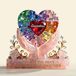 Precious Puzzle Heart Acrylic Plaque - Personalized Gift For Grandma/Mom - Photo 3