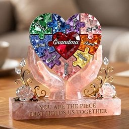 Precious Puzzle Heart Acrylic Plaque - Personalized Gift For Grandma/Mom - Photo 2