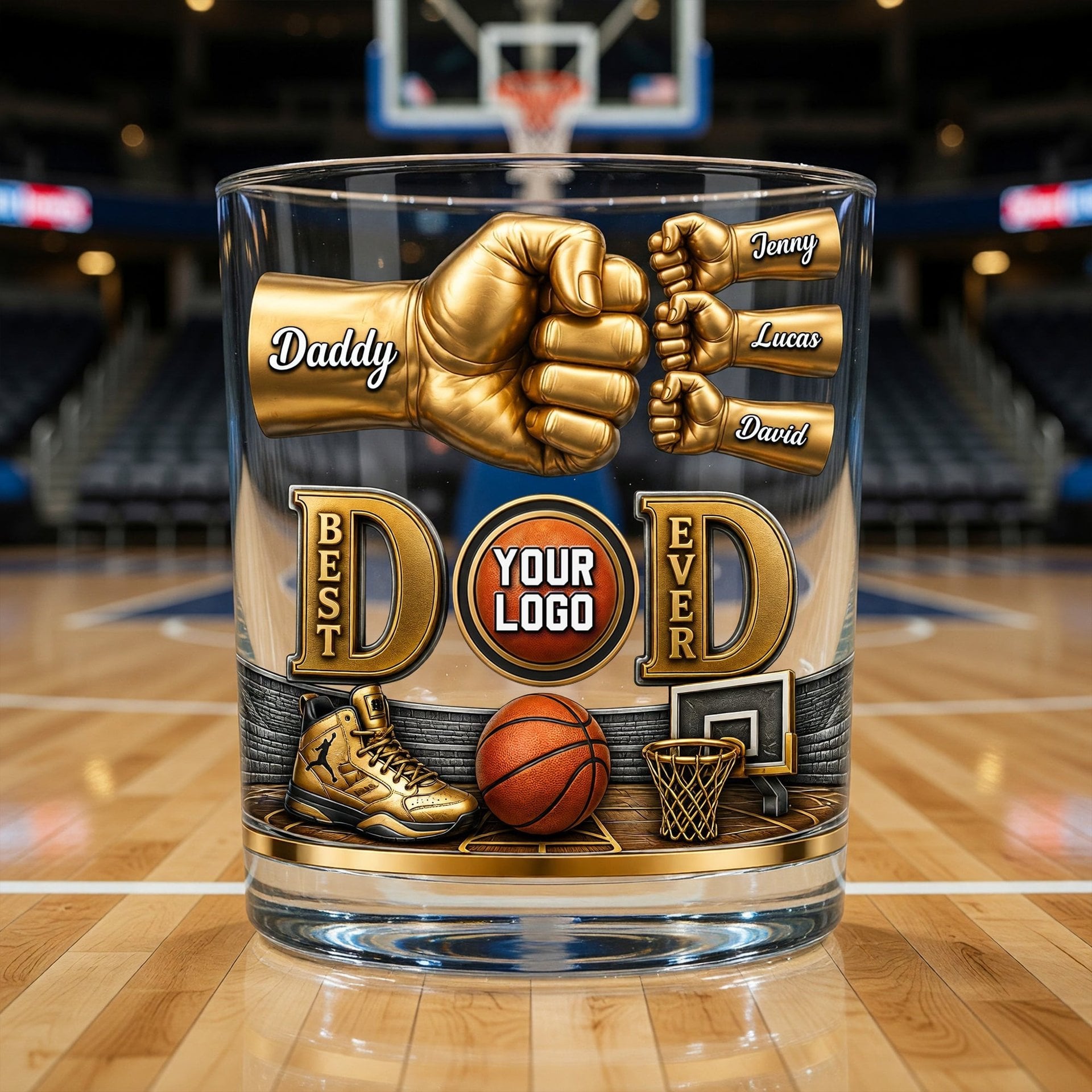 Sport Lover Dad 11oz Round Glass - Personalized Gifts For Father's Day Glass - Photo 1