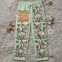 Grandma Donkey Funny Pajama Pants - Personalized Gifts For Grandma and Mom - Photo 3