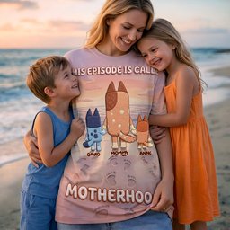 Cute Puppy Mom And Kids Shirt - Personalized Gifts For Mother's Day Shirt - Photo 1