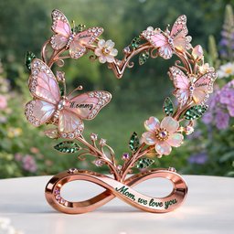Stunning Butterflies On Mom Heart Acrylic Plaque, Personalized Gifts For Mom & Grandma - Photo 2