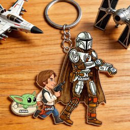 Strong Dad And Kids Acrylic Keychain - Personalized Gifts For Father's Day - Photo 3
