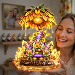 Gnome Sunflower Acrylic Light Box - Personalized Gifts For Mama and Grandma - Photo 2