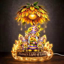 Gnome Sunflower Acrylic Light Box - Personalized Gifts For Mama and Grandma - Photo 3