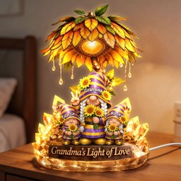 Gnome Sunflower Acrylic Light Box - Personalized Gifts For Mama and Grandma - Photo 1