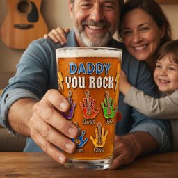 Daddy You Rock Beer Glass - Personalized Gifts For Dad - Photo 3